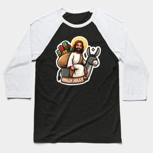 Holly Jolly Jesus Donkey Christmas gifts Baseball T-Shirt